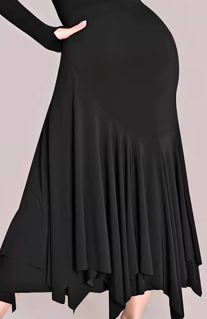 UDANCE ballroom long dress asymmetrical hem long skirt irregular cut silky pendant AMD05
