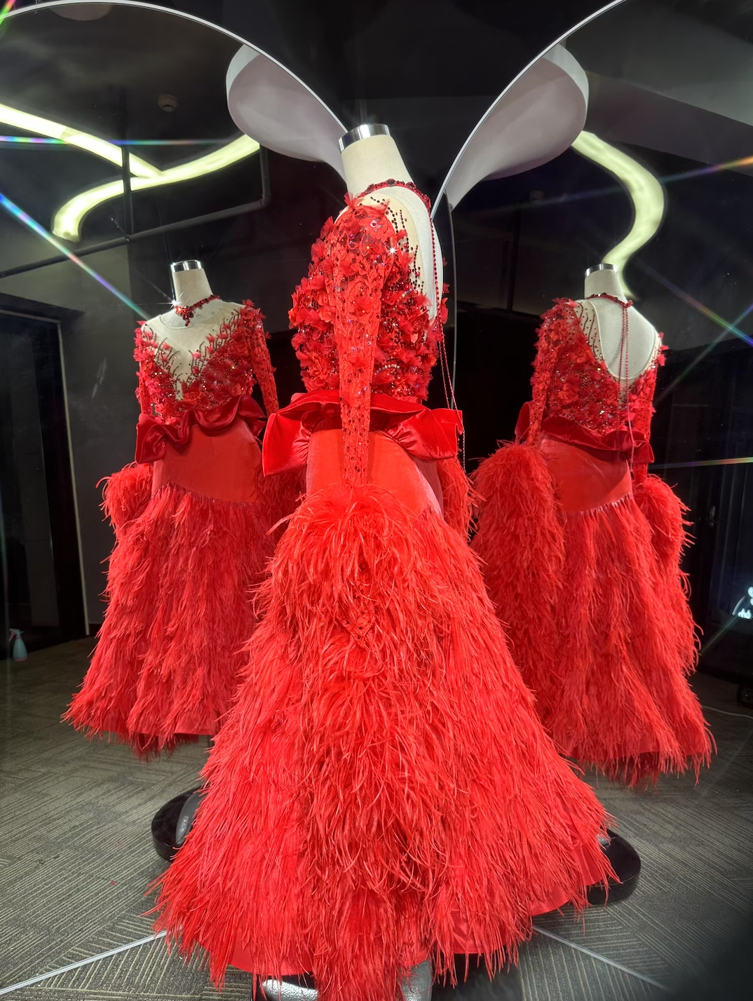 PEI.B015 Red Feather Ballroom Stage Dance Costume - Mine·Jas