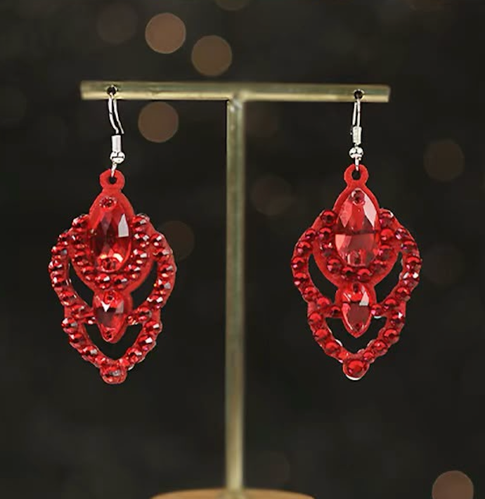 Handmade Crystal Drop Earrings Women Latin Ballroom Belly Dance Competition Jewelry