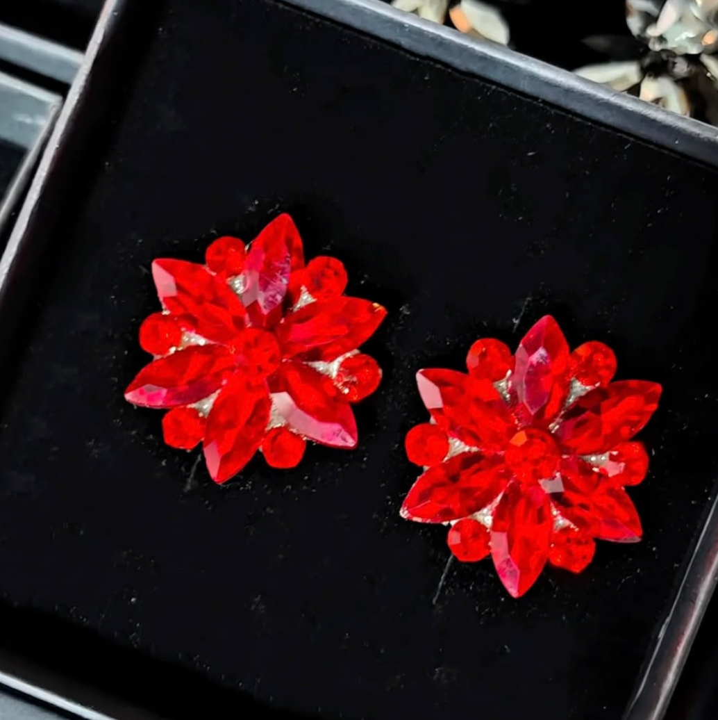 Bespoke Handmade Rhinestone Dance Jewelry Dazzling Long Crystal Earrings for Latin Ballroom Competition Stage