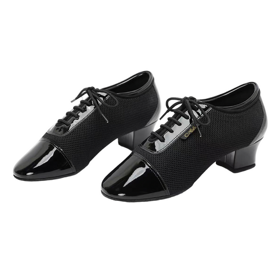 ALW.L005ME Men’s Patent Leather & Mesh Latin Dance Shoes - Mine·Jas