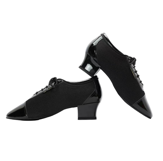 ALW.L005ME Men’s Patent Leather & Mesh Latin Dance Shoes - Mine·Jas