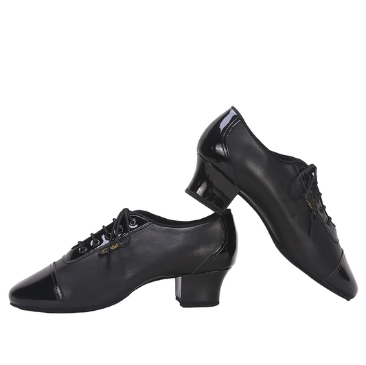 ALW.L007ME Men’s Classic Genuine Leather with Patent Leather Splicing Fashion Dance Shoes - Mine·Jas