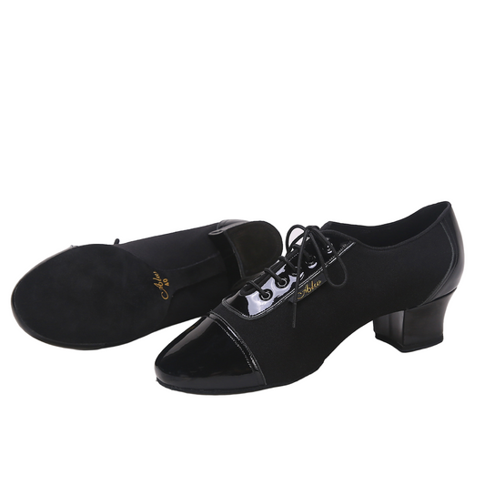 ALW.L008ME Men’s Latin Dance Shoes with Woven Patent Leather Design - Mine·Jas