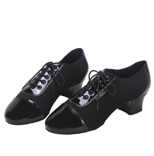 ALW.L008ME Men’s Latin Dance Shoes with Woven Patent Leather Design - Mine·Jas