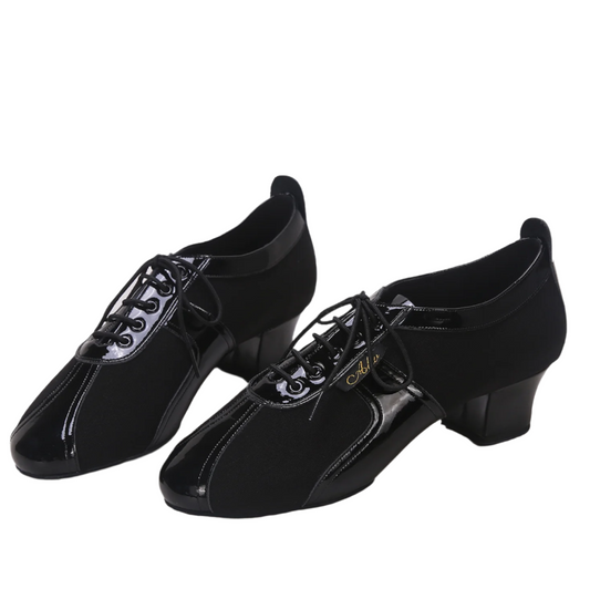 ALW.L011ME Men’s Dance Shoes with Patent Leather and Canvas Design - Mine·Jas