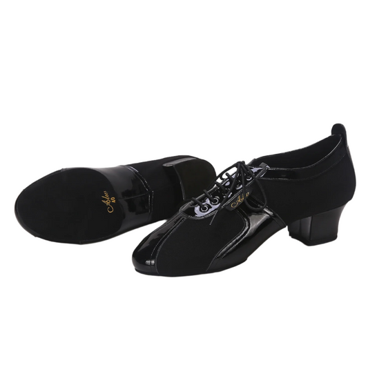 ALW.L011ME Men’s Dance Shoes with Patent Leather and Canvas Design - Mine·Jas