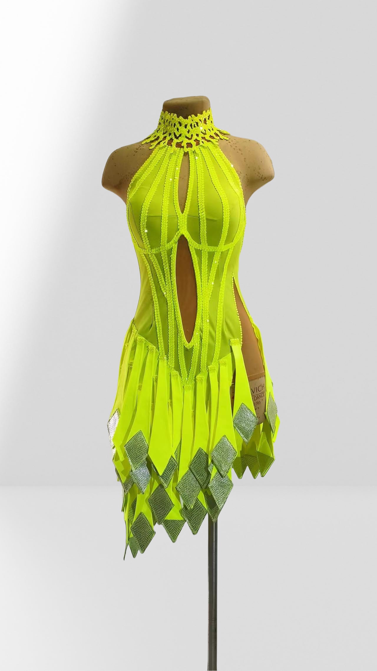 Neon Yellow Cut-Out Latin Dance Dress – Mine·Jas - Main Image