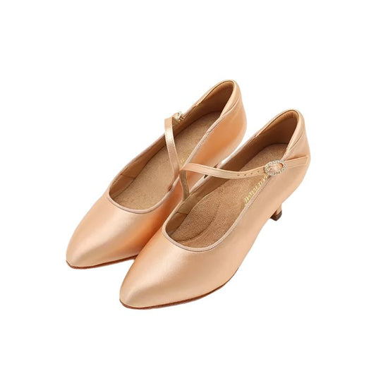 MINEJAS.B001FE Round shape Satin Strap Modern Dance Shoes – Customizable Fit & Style