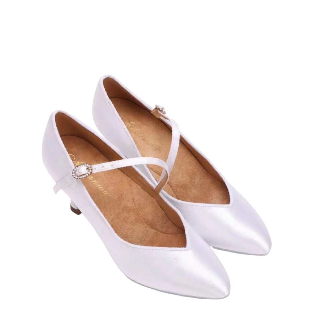 AILIANWU.B003FE LADIES WHITE SATIN BALLROOM DANCESHOES