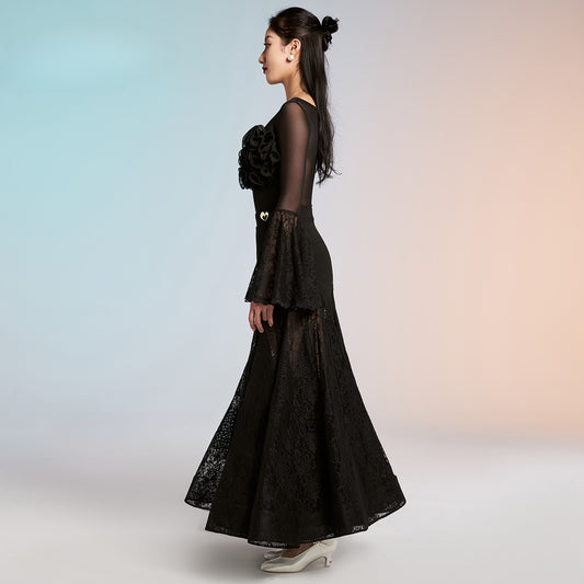 MLX 6101/63752025 new adult female modern dance skirt lace skirt dance long skirt ballroom dance practice clothes