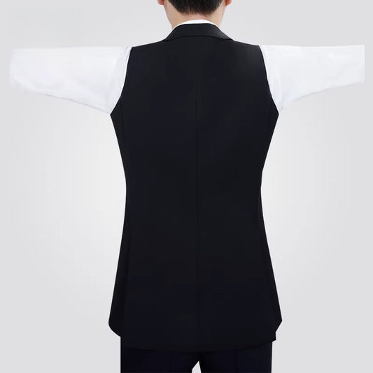 NY Fashion Gun Collar Double-breasted Modern Dance Vest Men's Ballroom Dance Practice Suit Top Waltz Suit 24123S