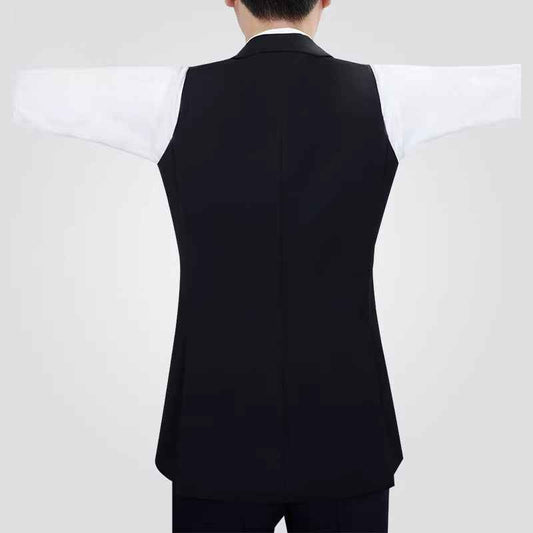 NY Fashion Gun Collar Double-breasted Modern Dance Vest Men's Ballroom Dance Practice Suit Top Waltz Suit 24123S