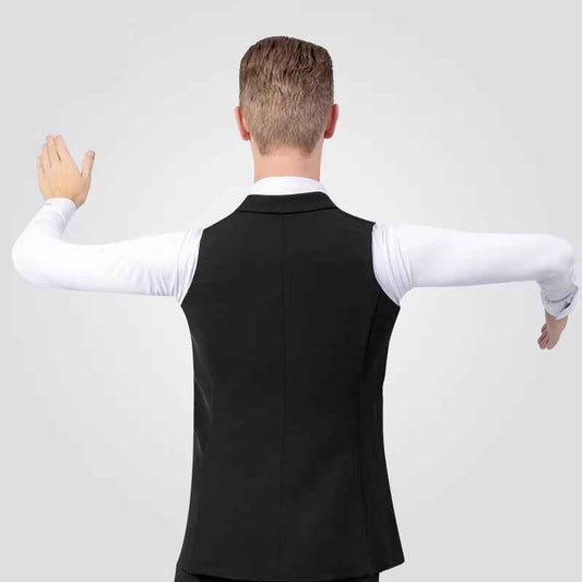 NY Fashion Vest Men's Flat Barrel Collar Double-breasted Ballroom Dance Performance Suit Waltz Practice Suit 23122S