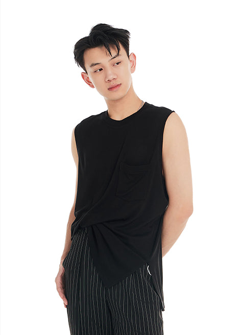 DUYQ "Black and White" Men's 001 Black Sleeveless Vest Versatile Single Product National Standard Latin Dance Practice Suit