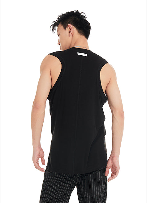 DUYQ "Black and White" Men's 001 Black Sleeveless Vest Versatile Single Product National Standard Latin Dance Practice Suit