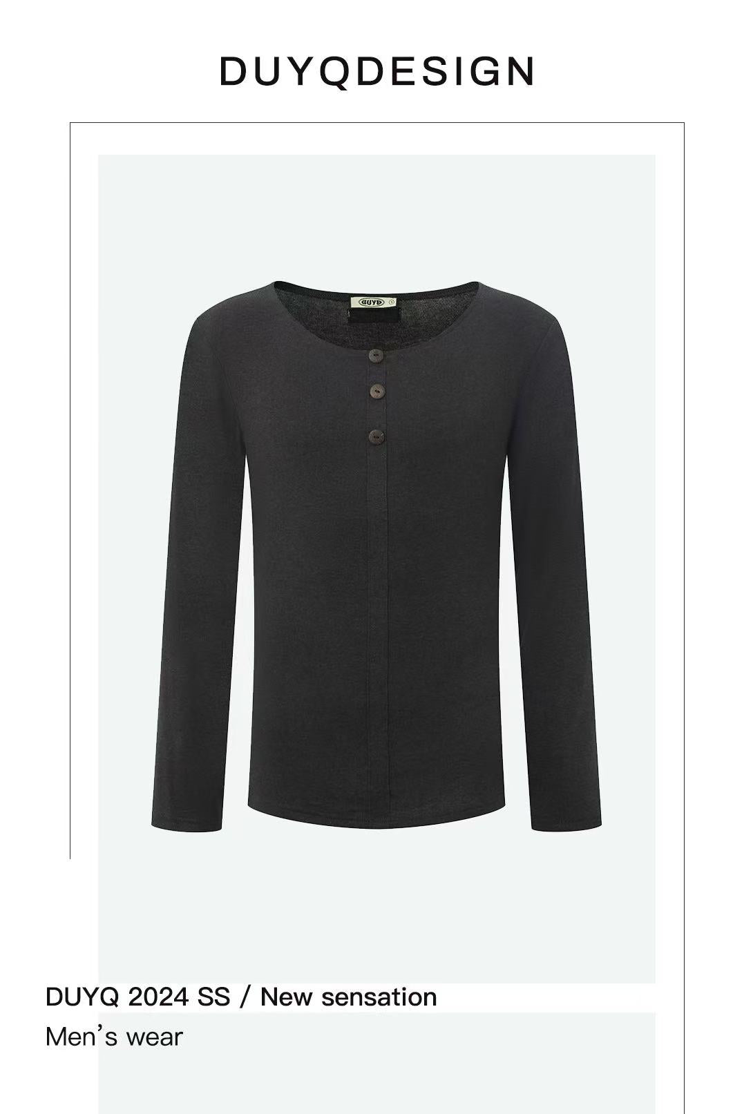 DUYQ.New Men-011 Minimalist Slim-fit Long-sleeve Top - Professional Standard Latin Dance Practice Wear for Daily Use