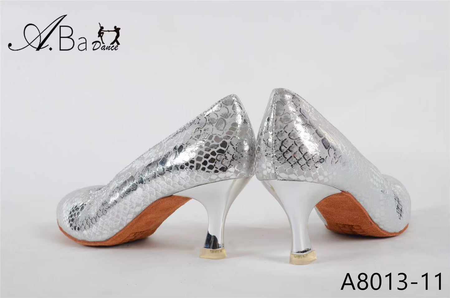 ABA DANCE.A8013 Silver Leather Women's Ballroom Social dance Shoes | Elastic Strap Stylish Flats