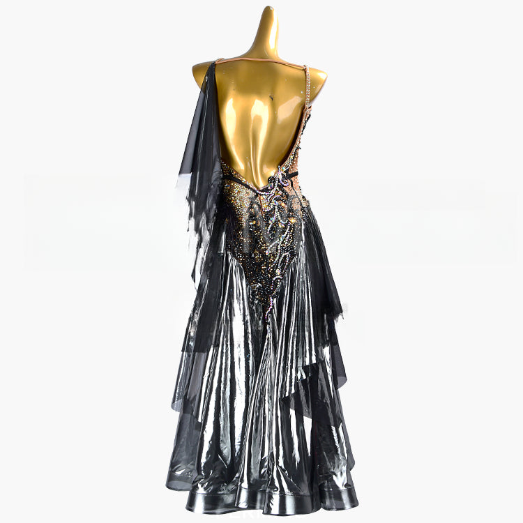 MINEJAS.S106S New silver skirt national standard American modern professional performance competition clothing