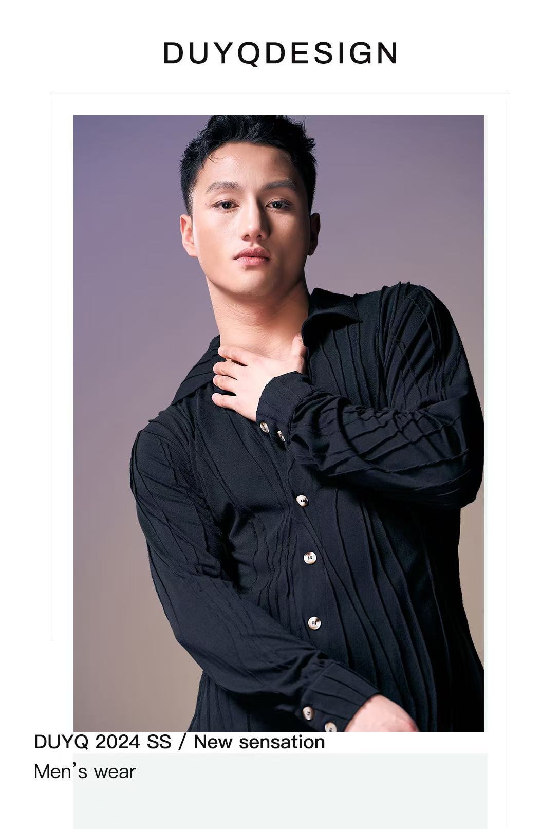 DUYQ.New Men-016 Wave Texture Shirt - Professional Men's Standard Latin Dance Practice Wear for Daily Use