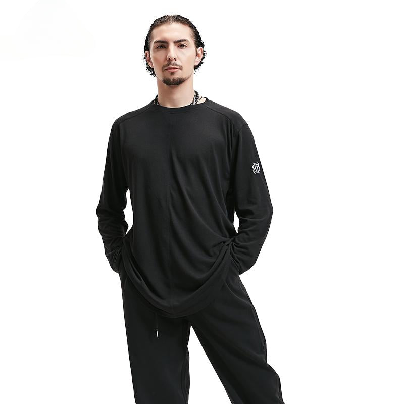 BOBO Boys Latin Dance Suit Crew Neck Long Sleeve T-Shirt Men's Ballroom Dance Professional Latin Practice Suit Dance Top