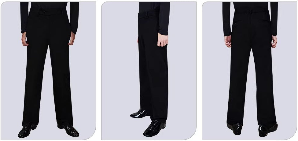 NY Fashion Men's Ballroom Dance Bottom Pants National Banner Dance Straight Pants Men's Practice Pants 25101K - Mine·Jas