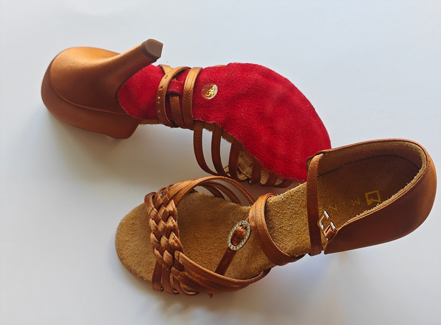 MINEJAS.L613 Women’s Latin Dance Shoes with Red Soles, Genuine Leather Insoles, and Odor-Resistant Comfort