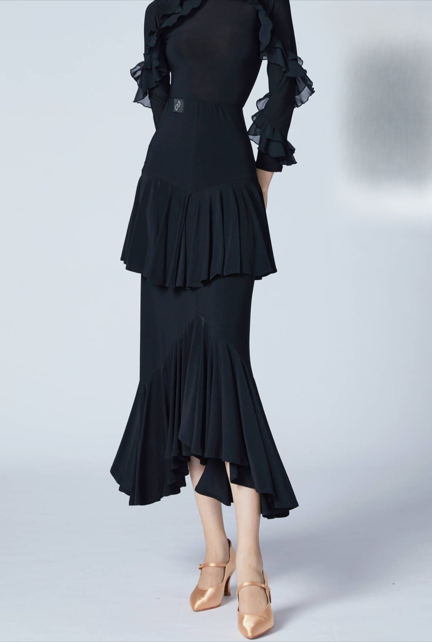 WD.Q28 Double Layer Ballroom smooth Skirts Practice Dance wear