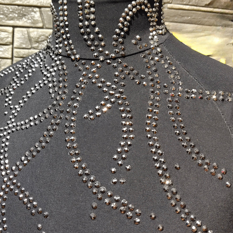 PERMINO-LD0094 New Latin dance top performance clothing professional performance clothing competition clothing men's clothing with diamonds customized