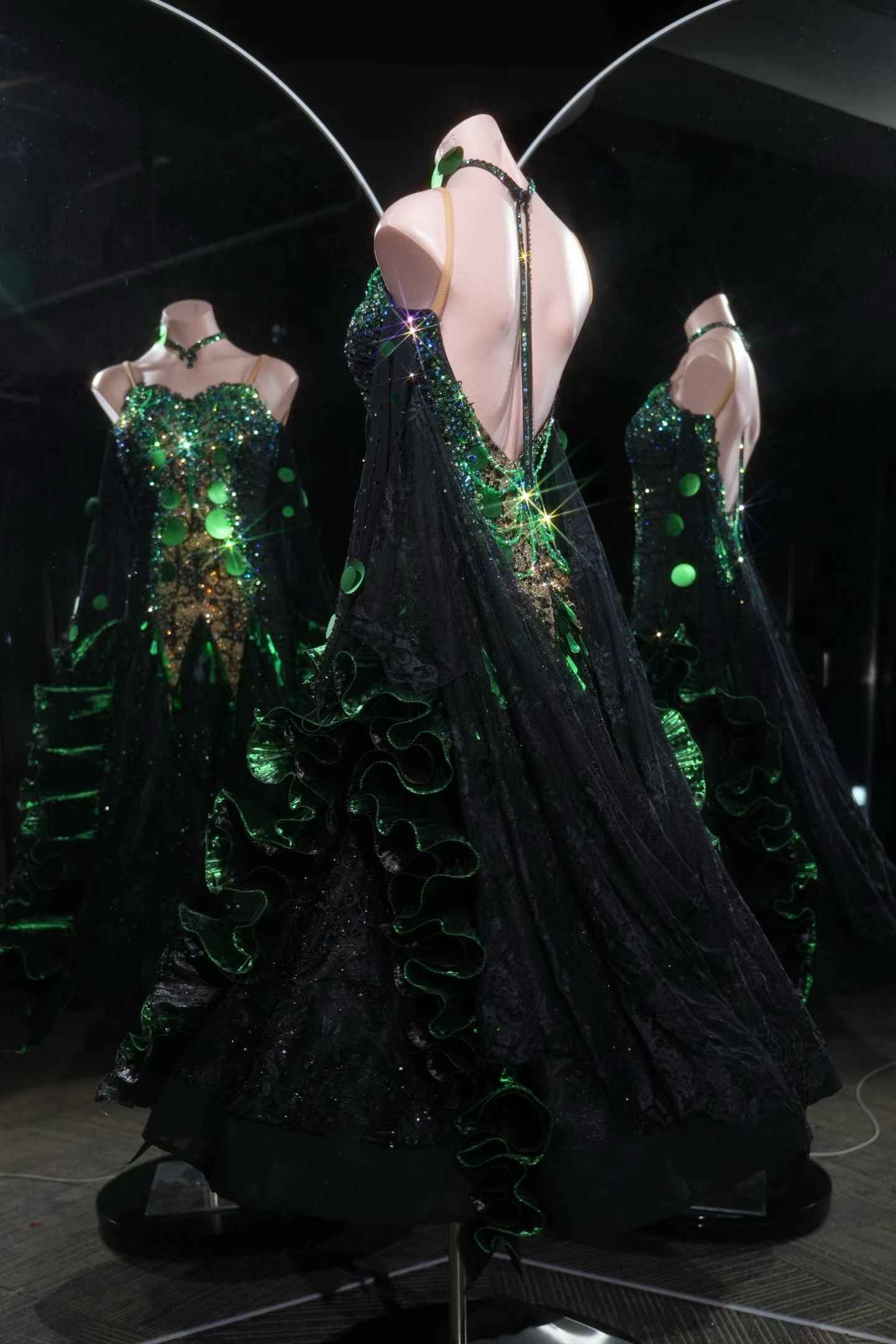 PEI.005 Black Sequin Ballroom Stage Dance Gown Premium