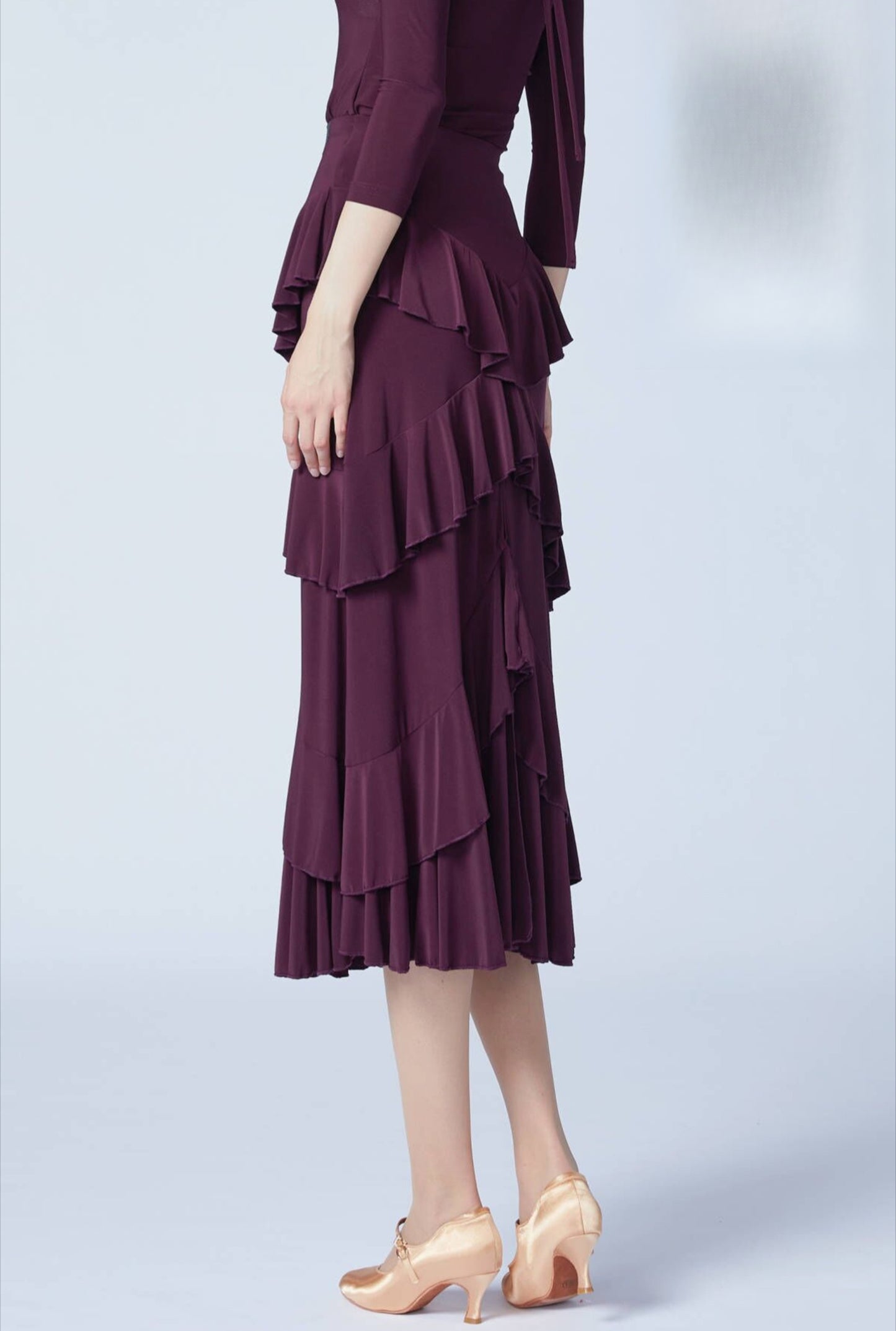 WD.Q03 Ballroom/American Smooth Dance Skirt with Layered Ruffle Hem
