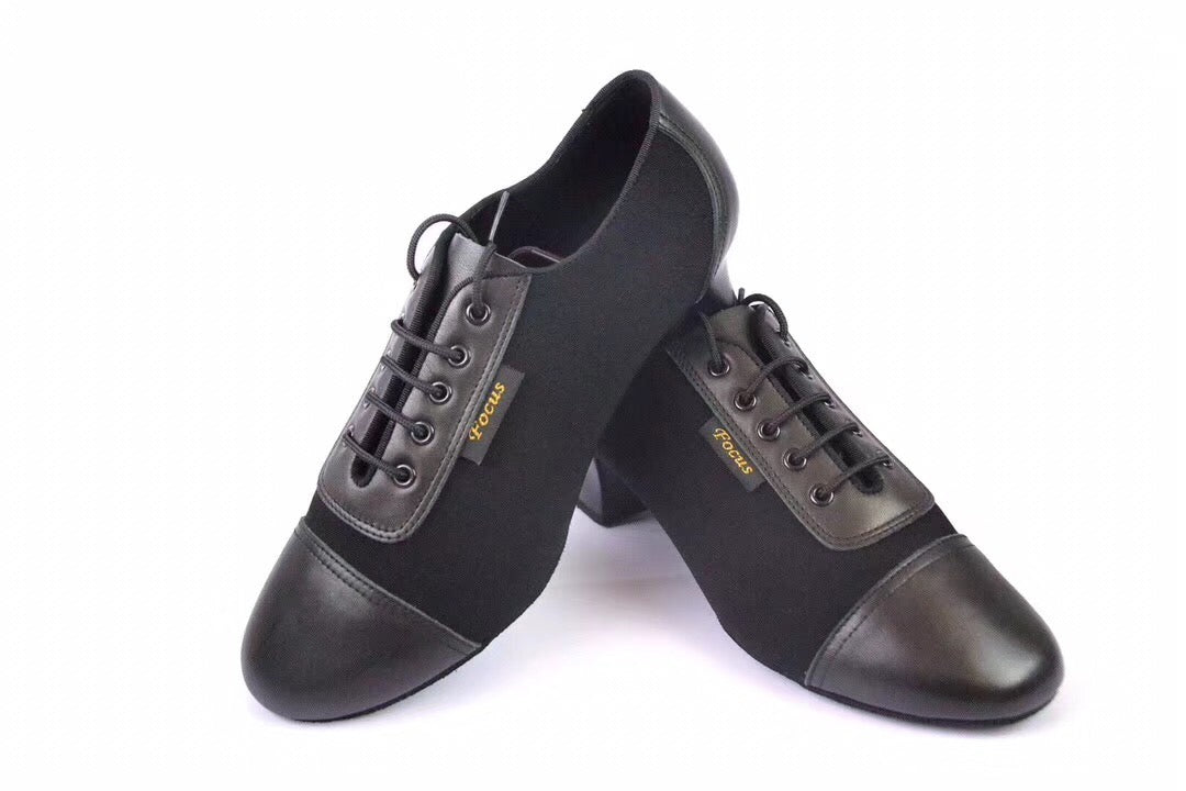 FocusDance Danceshoes.L005ME Men’s Matte Leather & Fabric Spliced Latin Dance Shoes