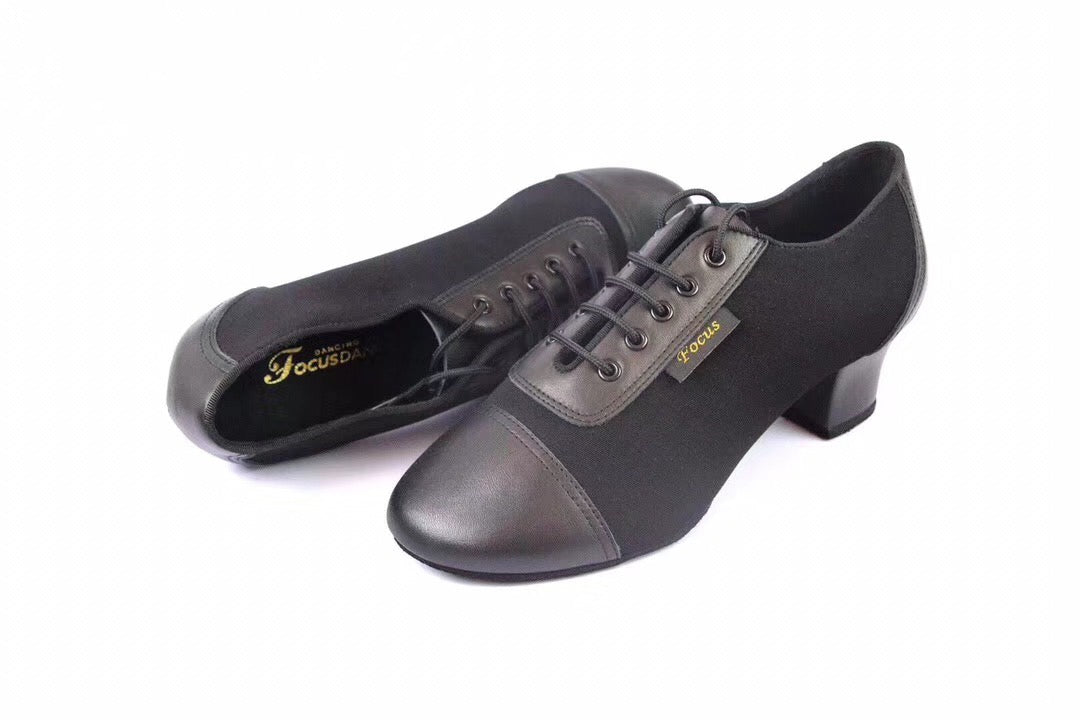 FocusDance Danceshoes.L005ME Men’s Matte Leather & Fabric Spliced Latin Dance Shoes