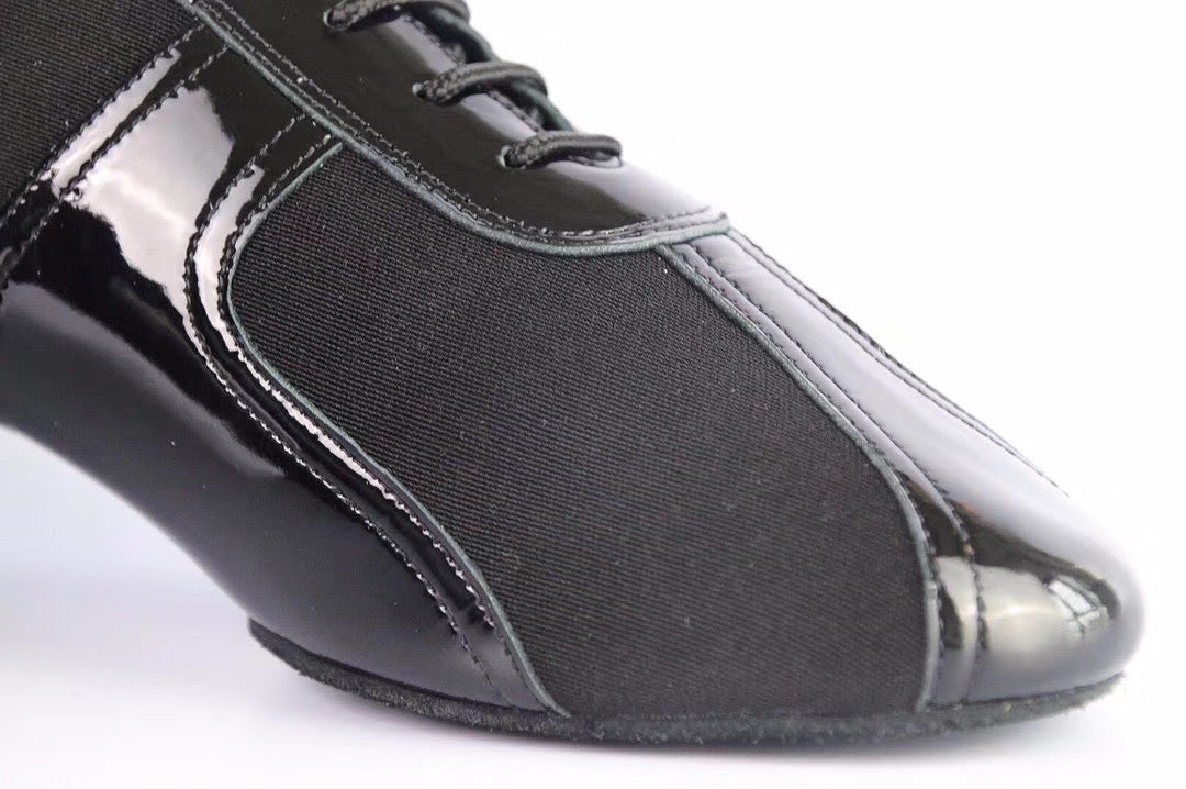 FocusDance Danceshoes.L006ME Men’s Patent Leather Spliced Latin Dance Shoes