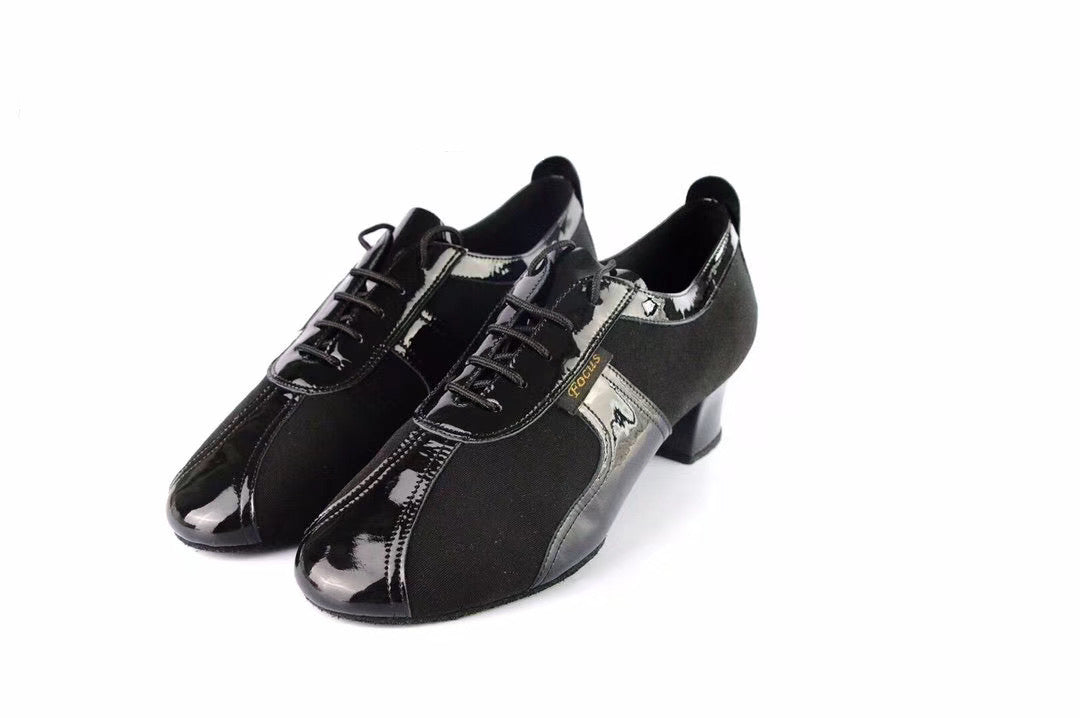 FocusDance Danceshoes.L006ME Men’s Patent Leather Spliced Latin Dance Shoes