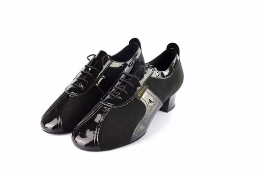 FocusDance Danceshoes.L006ME Men’s Patent Leather Spliced Latin Dance Shoes - Mine·Jas