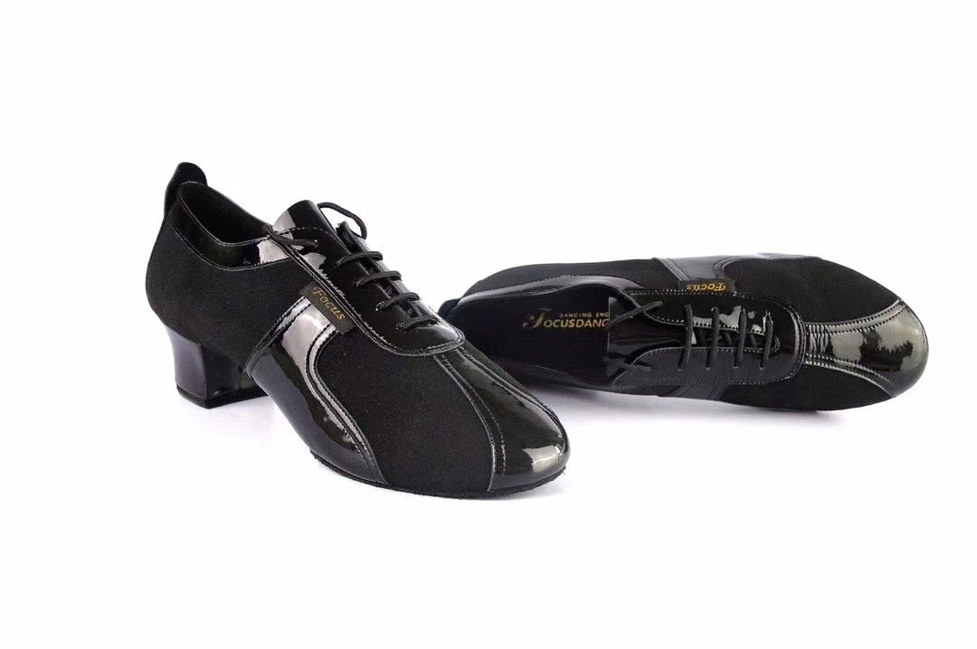 FocusDance Danceshoes.L006ME Men’s Patent Leather Spliced Latin Dance Shoes