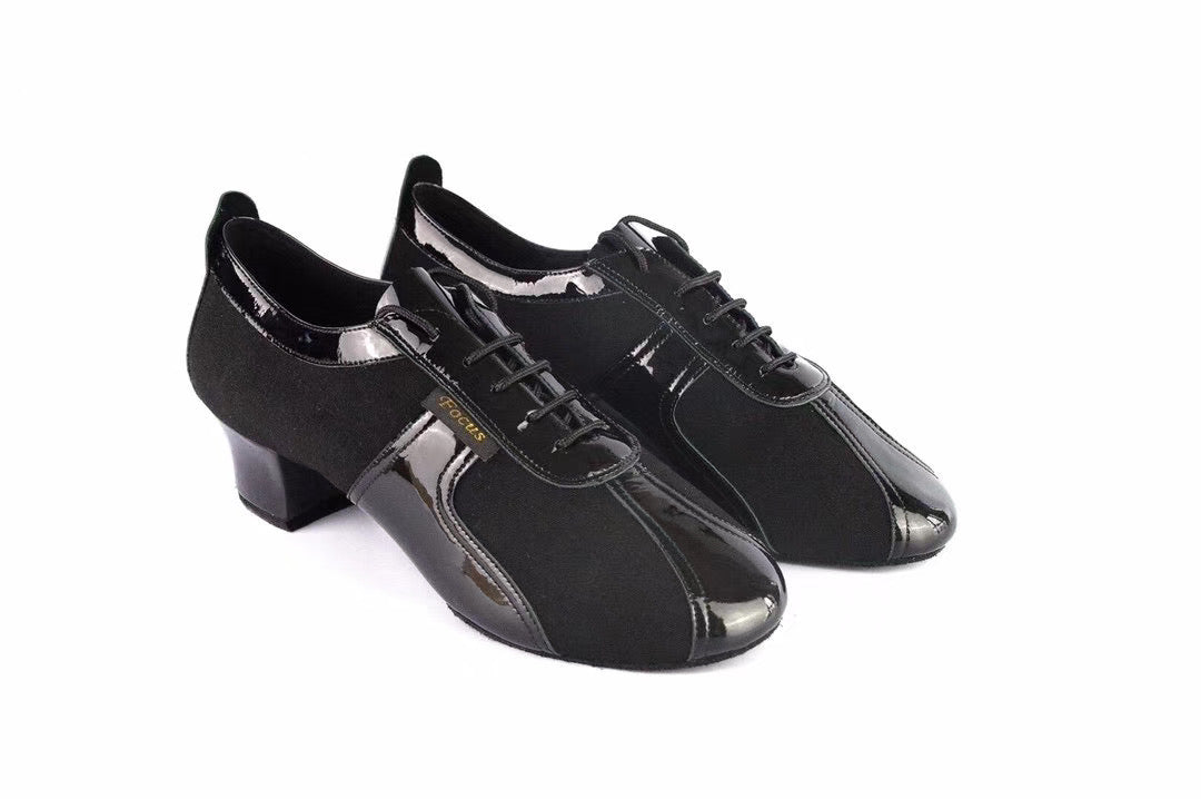 FocusDance Danceshoes.L006ME Men’s Patent Leather Spliced Latin Dance Shoes
