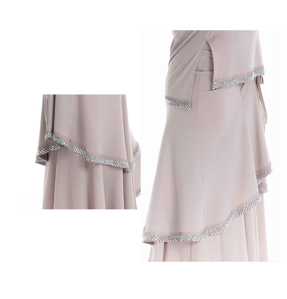 DUYQ 004 Original Rhinestone Double Layer Modern Dance Skirt