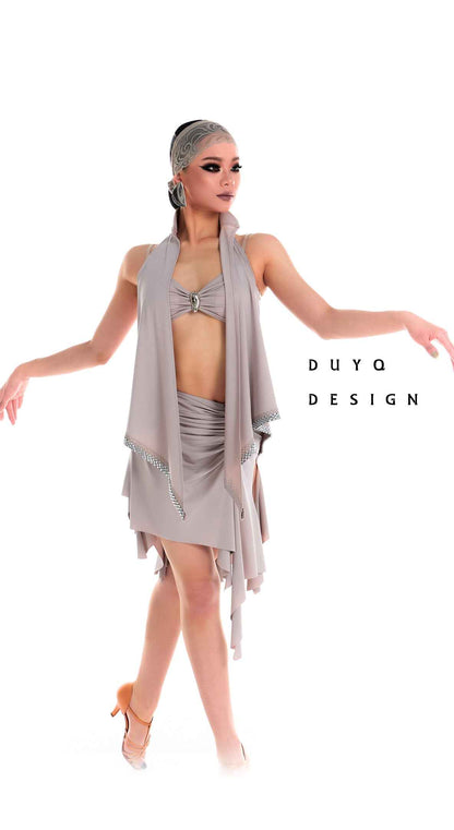 DUYQ 008 Asymmetrical Skirt for Professional Latin Dance
