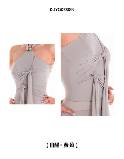 DUYQ 013 Halter Tie Strap Design Dance Top