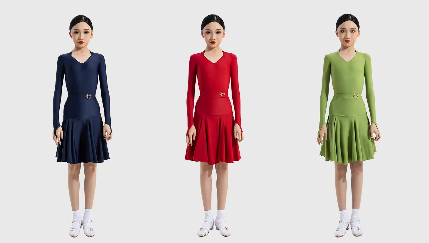 MLX8858-ZH Children's new Latin dance competition clothing Children's long-sleeved fish-bone sports association standard clothing