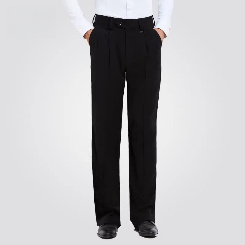 NY Fashion Men's Latin Ballroom Dance Pants Black Wide Leg Pants 21108K