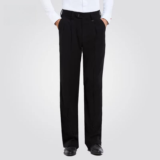 NY Fashion Men's Latin Ballroom Dance Pants Black Wide Leg Pants 21108K