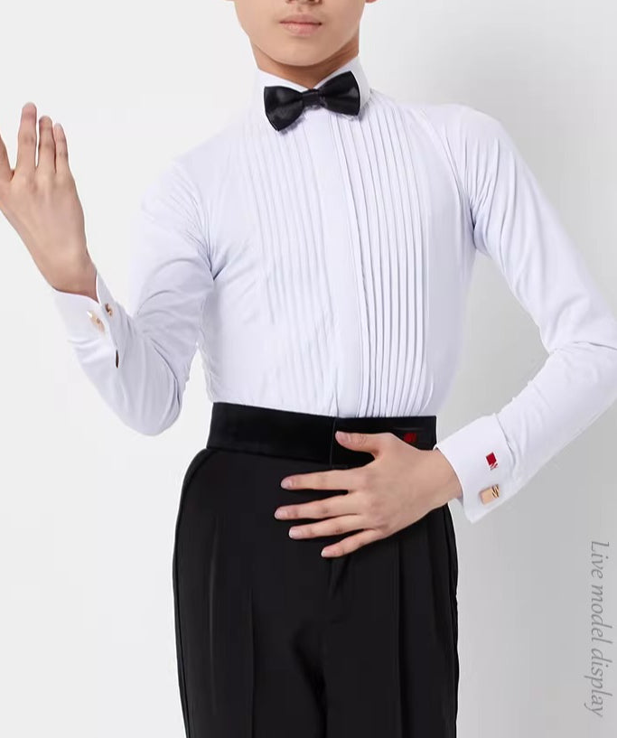 NY Fashion Pre- Teen Juvenile competition shirt Boys Latin Dance Performance Shirt Children's Competition One-piece Dance Top ET02