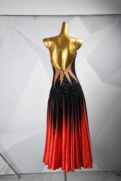 MINEJAS 2526 Black to Red Gradient Dress | Sleek American Smooth Style