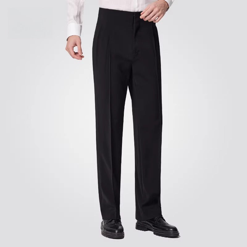NY Fashion Men's Latin Ballroom Dance Practice Black High Waist Pants 24124K