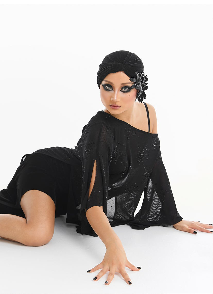 DUYQ [Midnight Star] 015 Latin Reversible Cowl Neck Top – Professional Latin Practice Wear