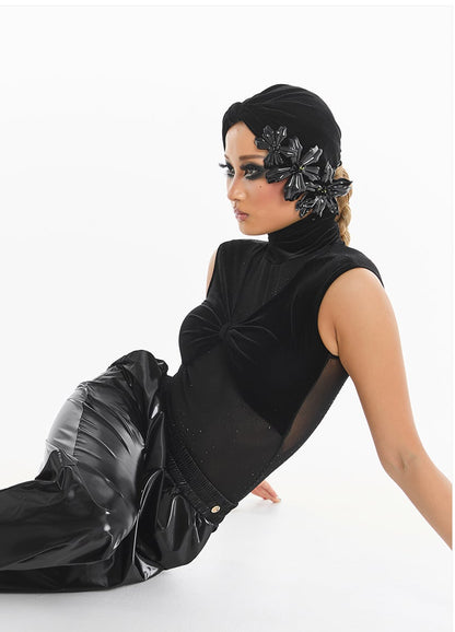 DUYQ [Midnight Star] 009 Latin Bow Detail Bodysuit – Professional Latin Practice Wear