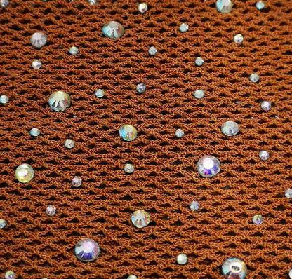 Caramel Hard Mesh Rhinestone Latin Dance Net Socks